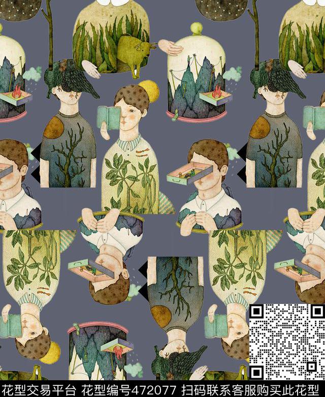 复古秋冬华亿平台趣味数码印花华亿平台下载（图片编号: 472077） - 瓦栏（Walan）