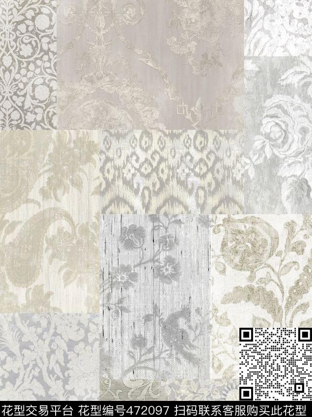 欧式欧式花卉布纹肌理数码印花华亿平台下载（图片编号: 472097） - 瓦栏（Walan）