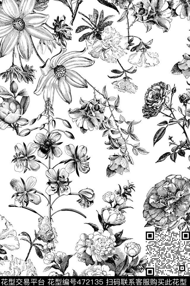 大牌女装花卉素雅高贵传统印花华亿平台下载（图片编号: 472135） - 瓦栏（Walan）