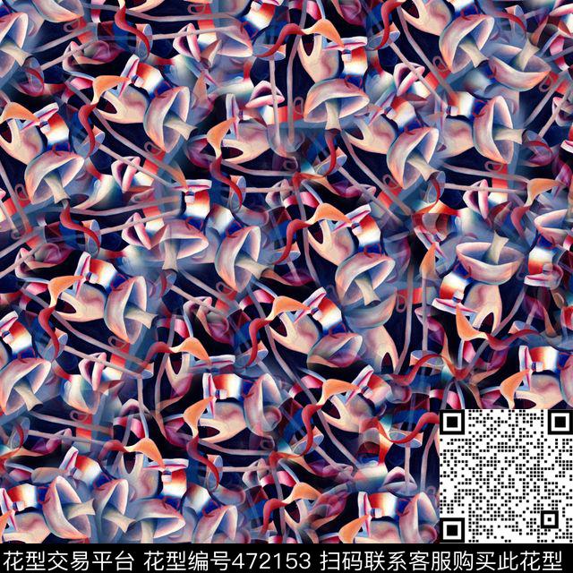 时尚手绘抽象数码印花华亿平台下载（图片编号: 472153） - 瓦栏（Walan）