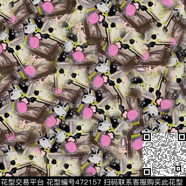 时尚波点蜡笔数码印花华亿平台下载（图片编号: 472157） - 瓦栏（Walan）