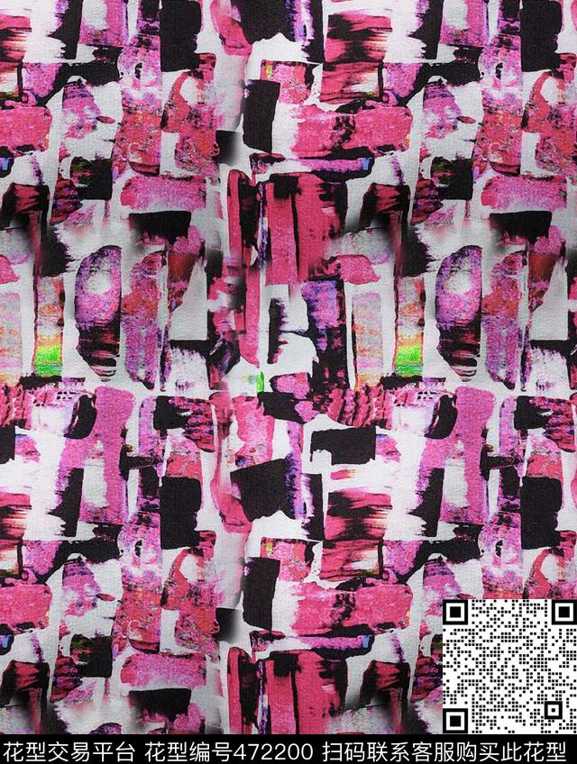 复古抽象艺术笔触数码印花华亿平台下载（图片编号: 472200） - 瓦栏（Walan）