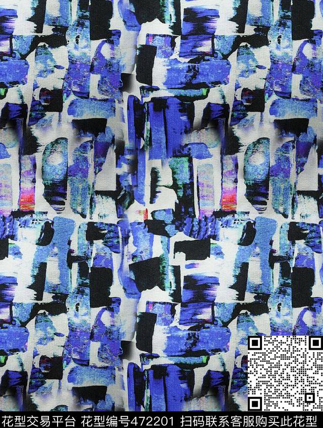 复古抽象艺术笔触数码印花华亿平台下载（图片编号: 472201） - 瓦栏（Walan）