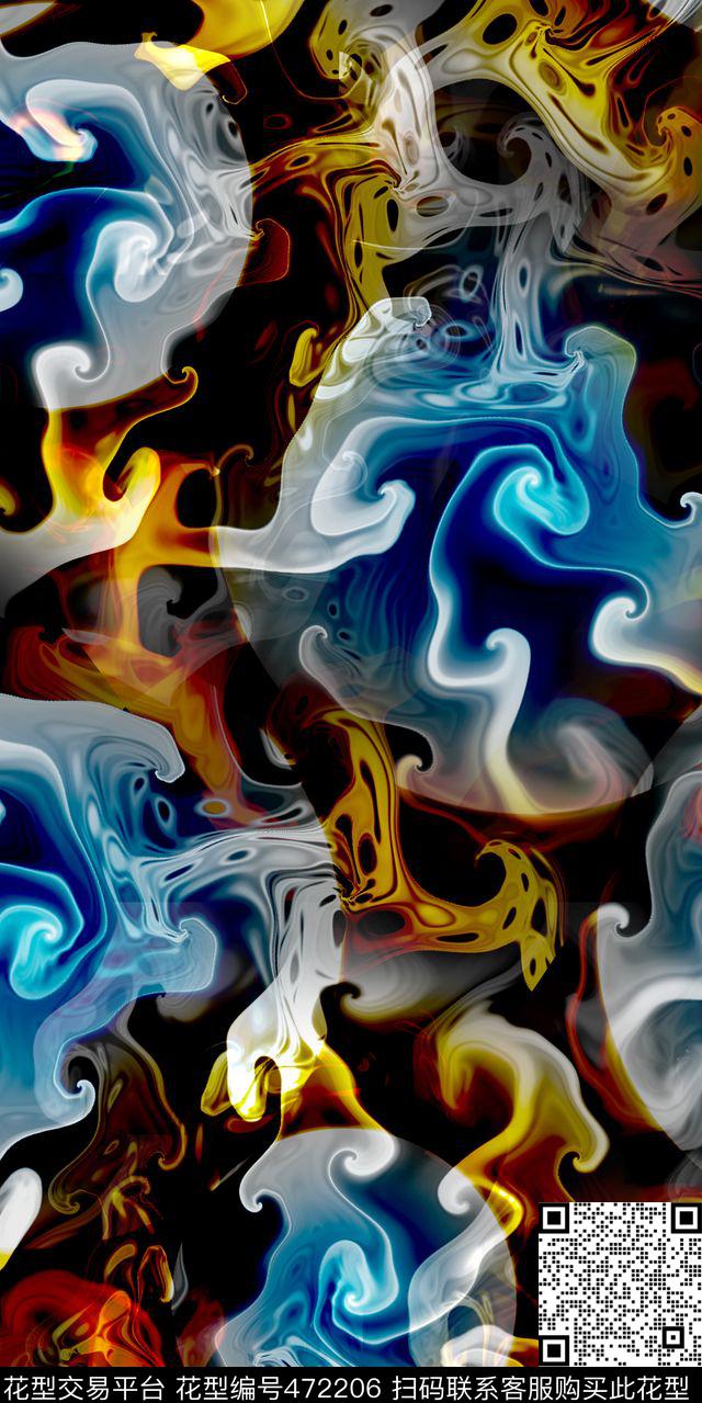 抽象炫彩花纹数码印花华亿平台下载（图片编号: 472206） - 瓦栏（Walan）