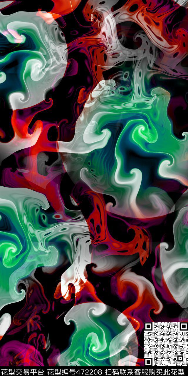 抽象炫彩花纹数码印花华亿平台下载（图片编号: 472208） - 瓦栏（Walan）