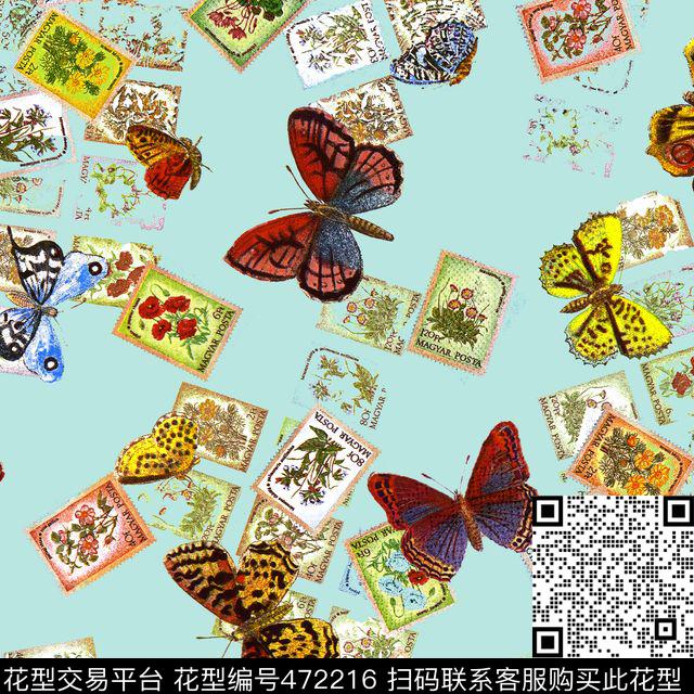 复古蝴蝶女装华亿平台数码印花华亿平台下载（图片编号: 472216） - 瓦栏（Walan）