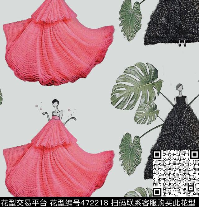 时尚复古巴蕉叶数码印花华亿平台下载（图片编号: 472218） - 瓦栏（Walan）