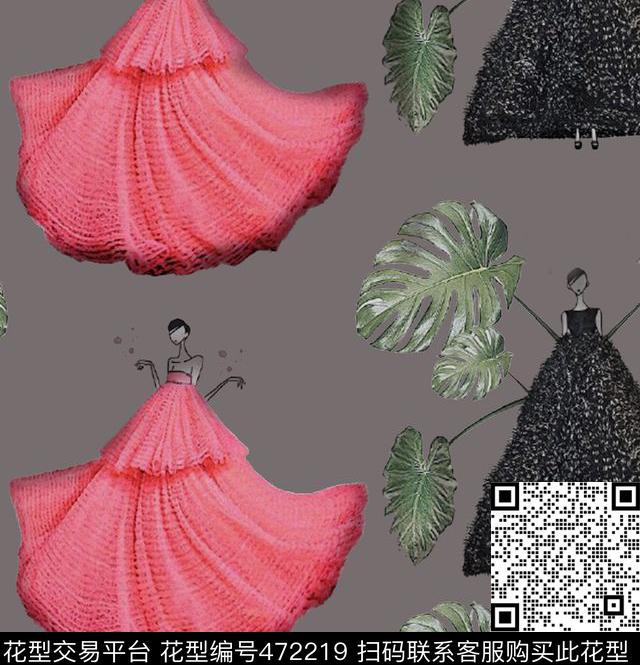 时尚复古巴蕉叶数码印花华亿平台下载（图片编号: 472219） - 瓦栏（Walan）