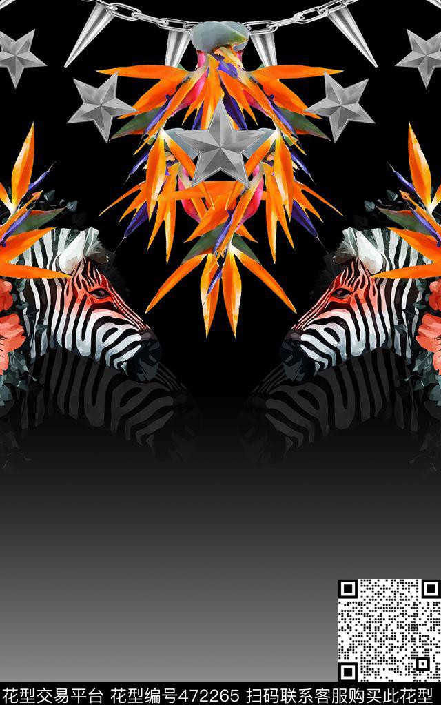 定位斑马头天堂鸟数码印花华亿平台下载（图片编号: 472265） - 瓦栏（Walan）