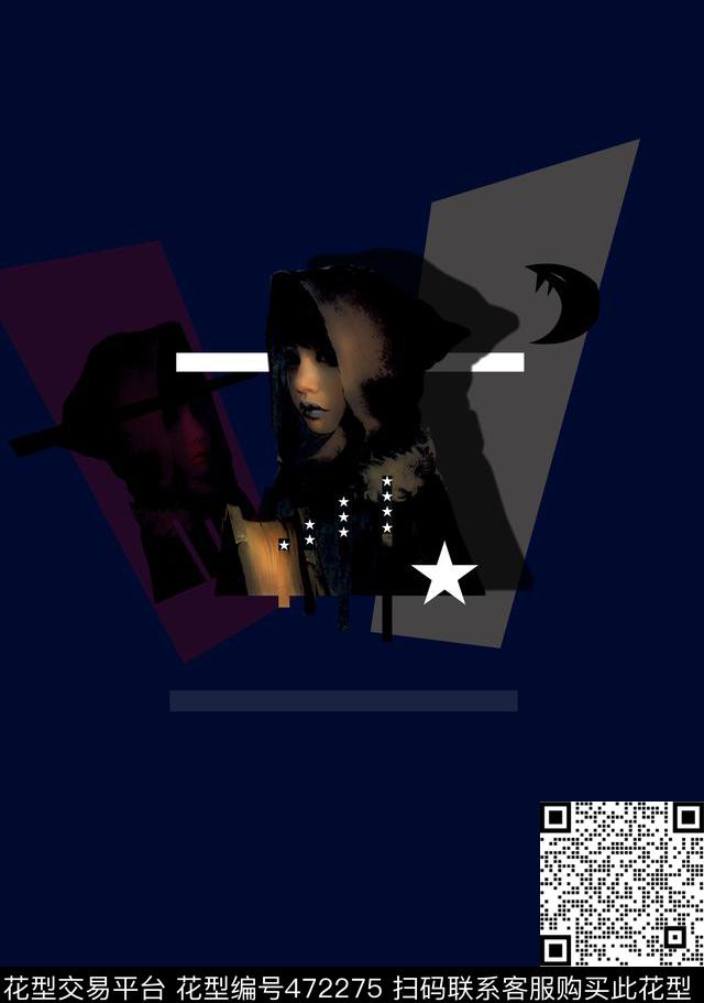 插画女装少女卫衣数码印花华亿平台下载（图片编号: 472275） - 瓦栏（Walan）