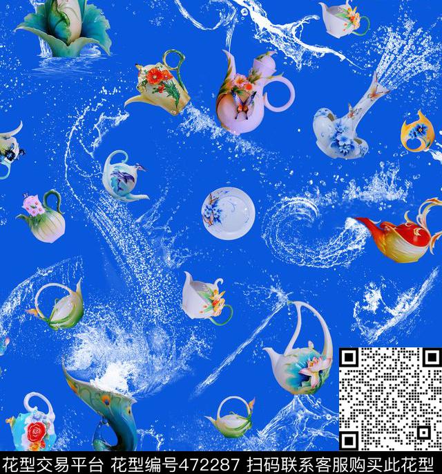 茶壶水波陶瓷数码印花华亿平台下载（图片编号: 472287） - 瓦栏（Walan）