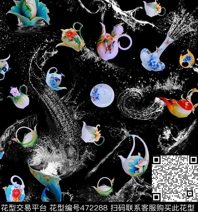 茶壶水波陶瓷数码印花华亿平台下载（图片编号: 472288） - 瓦栏（Walan）