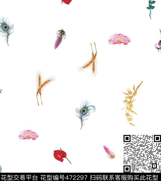 大牌时尚欧美手绘各种小碎花数码印花华亿平台下载（图片编号: 472297） - 瓦栏（Walan）