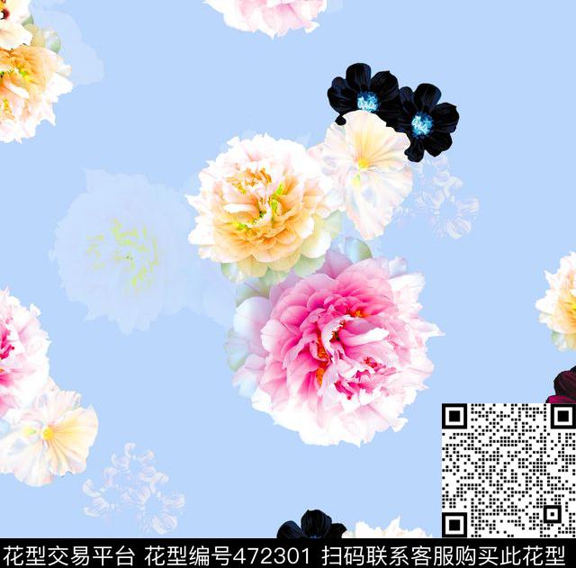 朵花欧美田园数码印花华亿平台下载（图片编号: 472301） - 瓦栏（Walan）