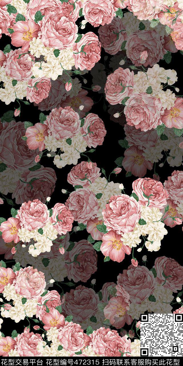 时尚花卉多色数码印花华亿平台下载（图片编号: 472315） - 瓦栏（Walan）
