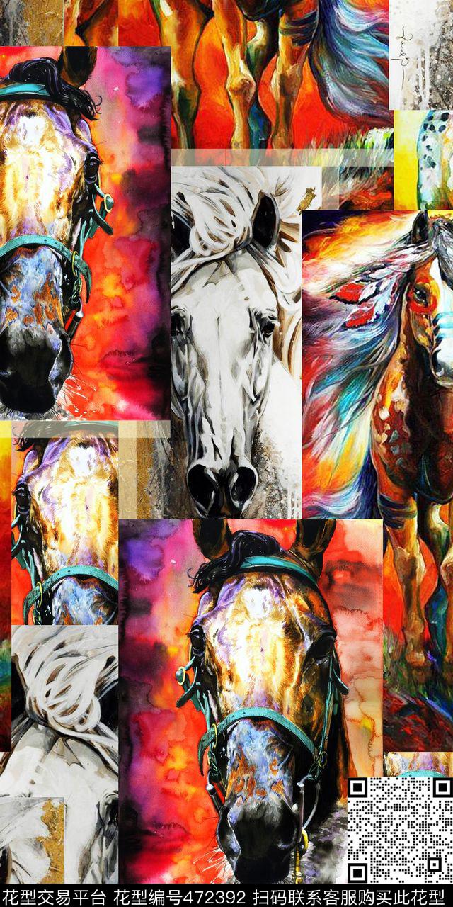 创意时尚油画动物数码印花华亿平台下载（图片编号: 472392） - 瓦栏（Walan）