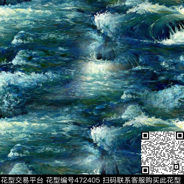 油画艺术笔触山水数码印花华亿平台下载（图片编号: 472405） - 瓦栏（Walan）