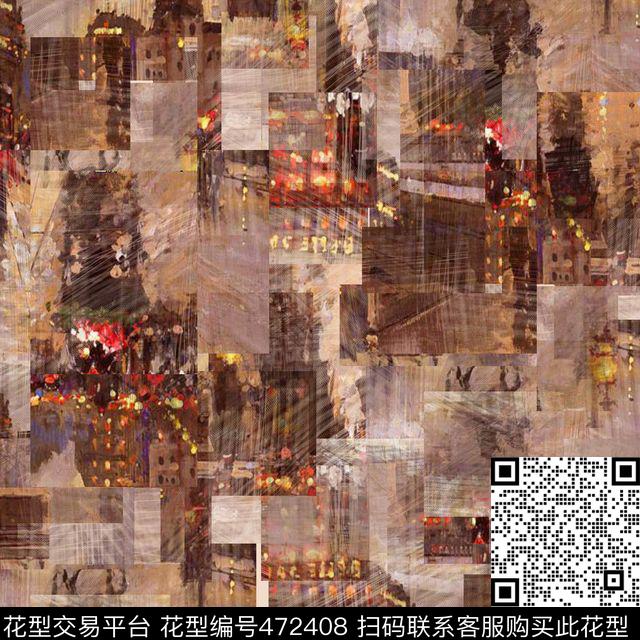 复古艺术笔刷风景数码印花华亿平台下载（图片编号: 472408） - 瓦栏（Walan）