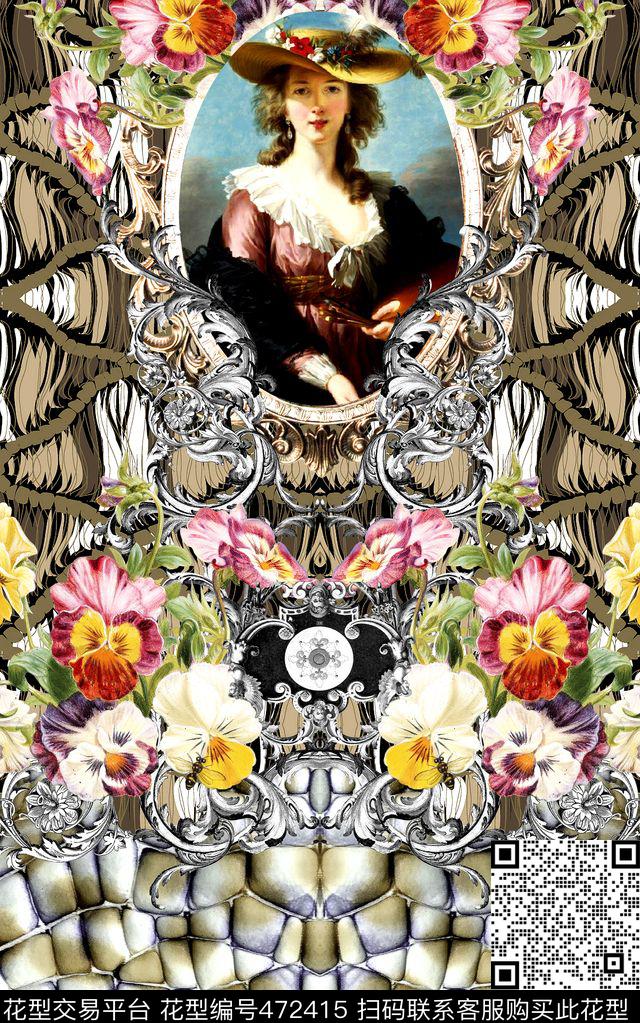 欧式相框纹理数码印花华亿平台下载（图片编号: 472415） - 瓦栏（Walan）