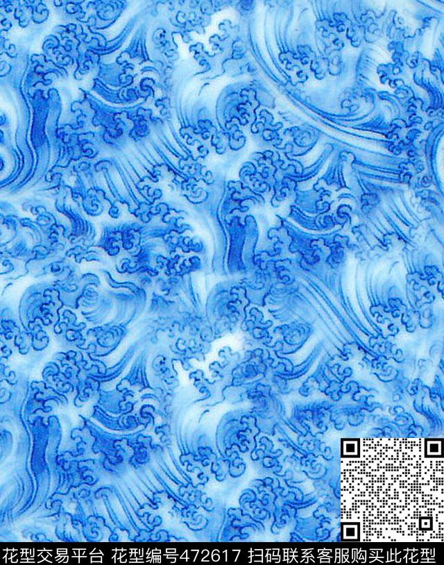 MAX-中国民族风山水画云纹数码印花华亿平台下载（图片编号: 472617） - 瓦栏（Walan）