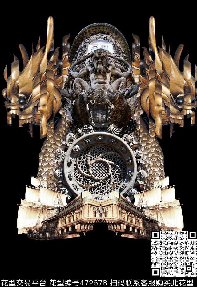 3D龙潮流时尚中国风数码印花华亿平台下载（图片编号: 472678） - 瓦栏（Walan）