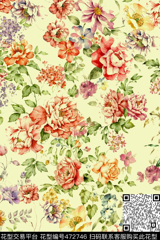 花卉欧式复古花卉箱包华亿平台窗帘数码印花华亿平台下载（图片编号: 472746） - 瓦栏（Walan）