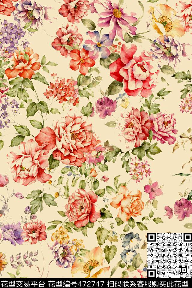 欧式复古花卉家纺华亿平台箱包华亿平台窗帘数码印花华亿平台下载（图片编号: 472747） - 瓦栏（Walan）