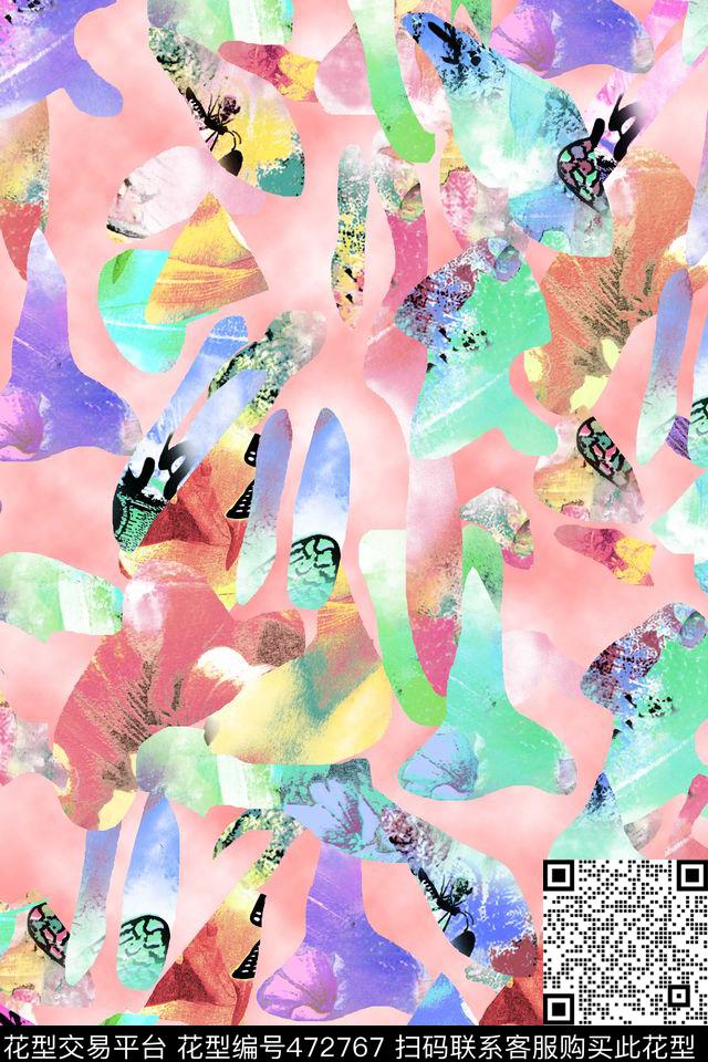 潮流大牌几何梦幻底纹数码印花华亿平台下载（图片编号: 472767） - 瓦栏（Walan）