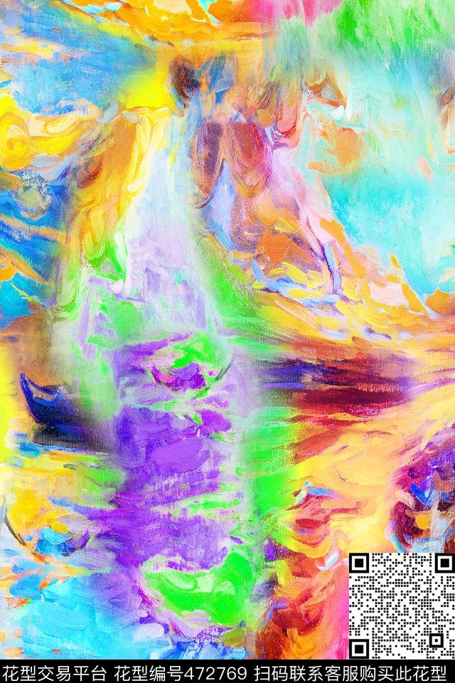潮流大牌艺术风景绚丽油画风景数码印花华亿平台下载（图片编号: 472769） - 瓦栏（Walan）