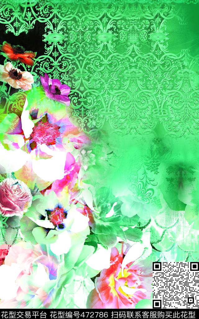 MAX-定位欧美民族风民族风手绘抽象数码印花华亿平台下载（图片编号: 472786） - 瓦栏（Walan）