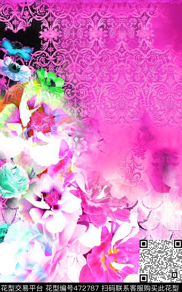 MAX-定位欧美民族风民族风手绘抽象数码印花华亿平台下载（图片编号: 472787） - 瓦栏（Walan）