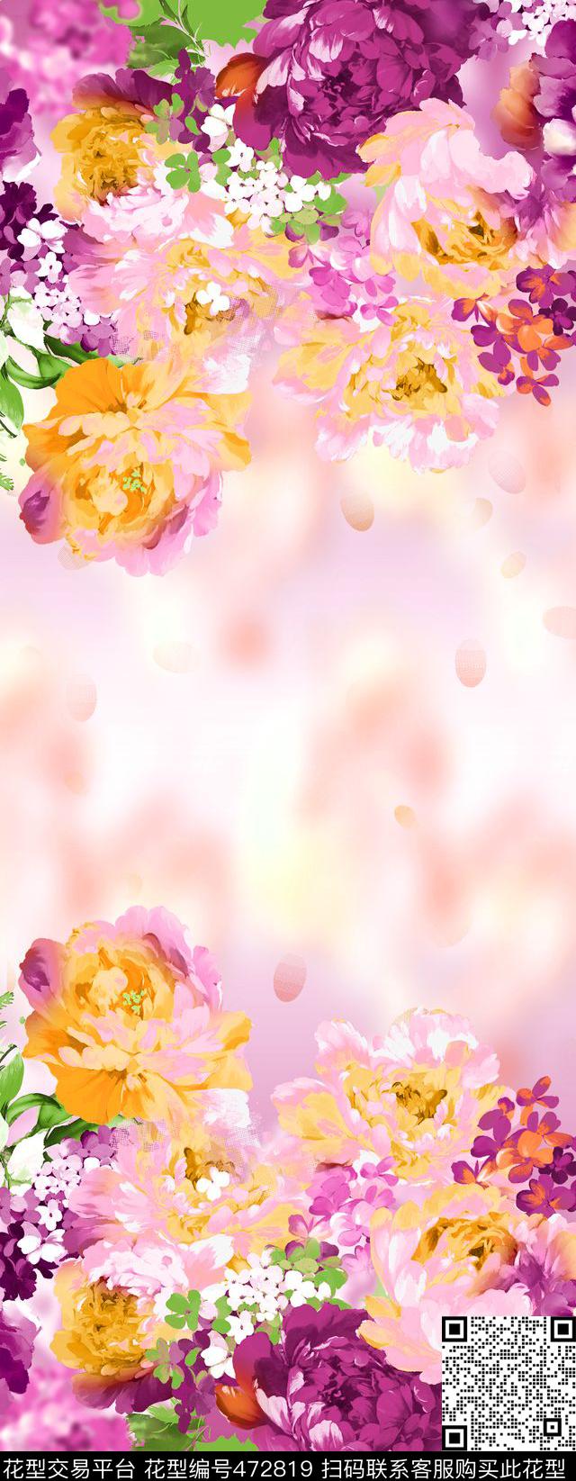 花卉花朵水彩数码印花华亿平台下载（图片编号: 472819） - 瓦栏（Walan）