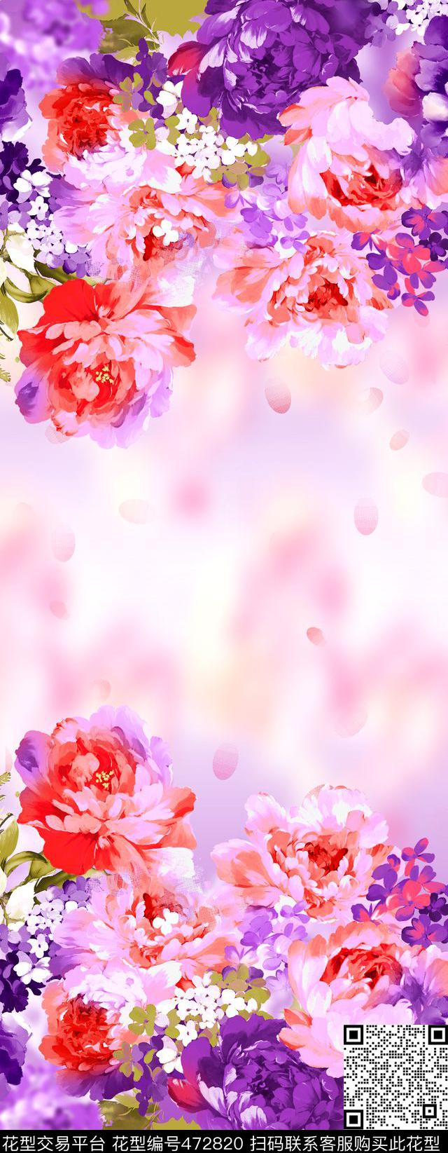 花卉花朵水彩数码印花华亿平台下载（图片编号: 472820） - 瓦栏（Walan）