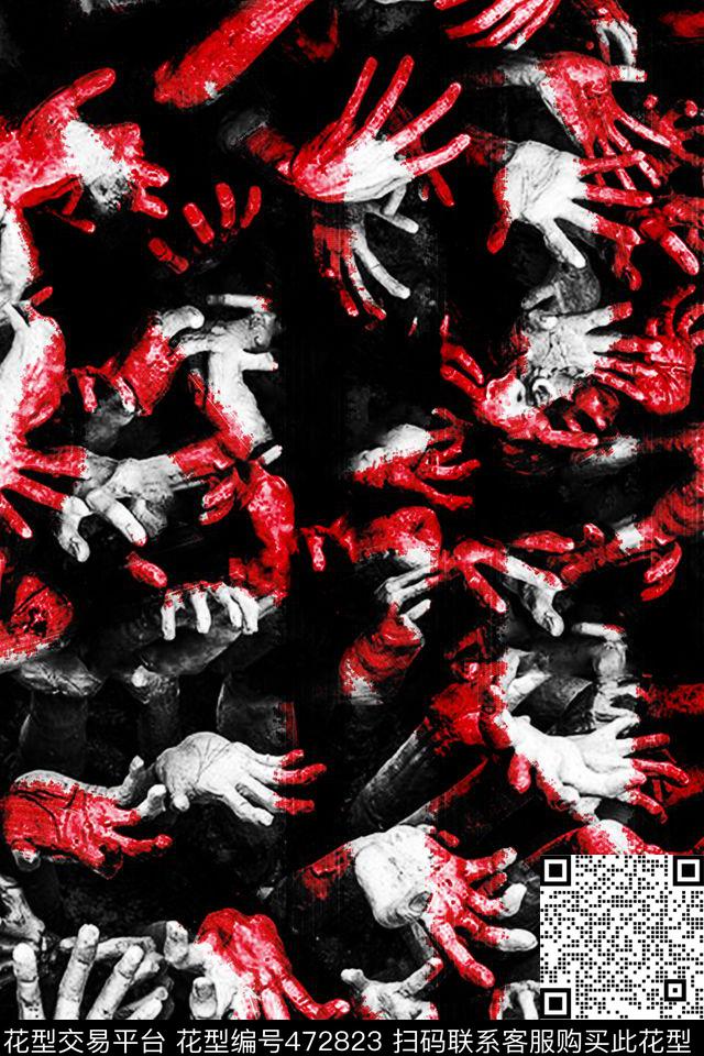 时尚鲜血染红数码印花华亿平台下载（图片编号: 472823） - 瓦栏（Walan）