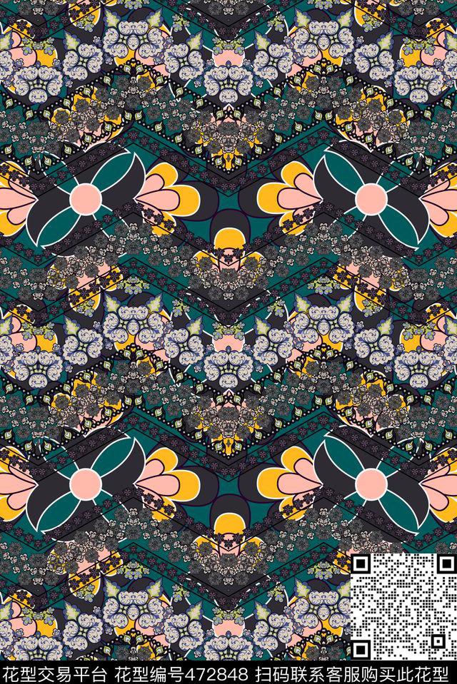 民族部落欧式花纹传统印花华亿平台下载（图片编号: 472848） - 瓦栏（Walan）