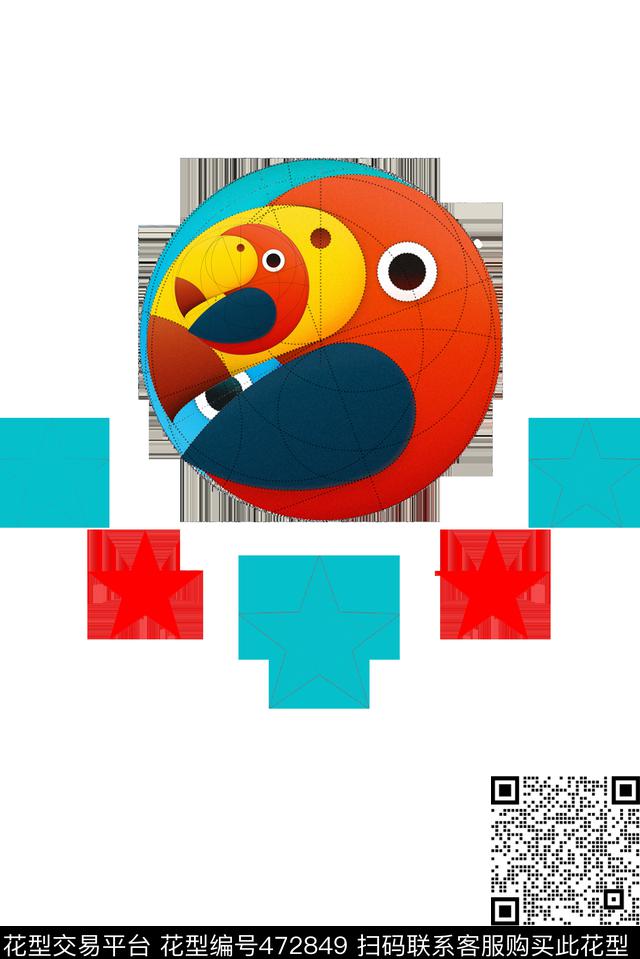 定位T恤夹克几何圆形鹦鹉数码印花华亿平台下载（图片编号: 472849） - 瓦栏（Walan）