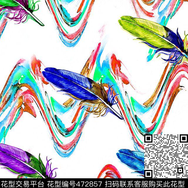 条纹羽毛彩虹数码印花华亿平台下载（图片编号: 472857） - 瓦栏（Walan）