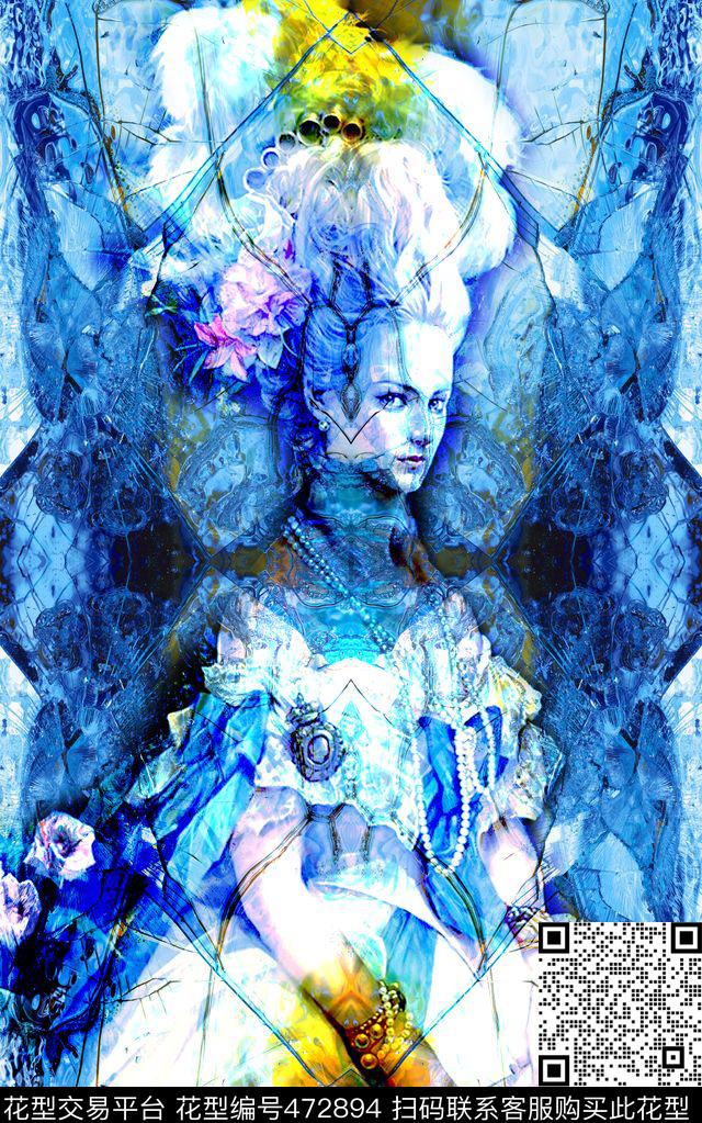 MAX-定位欧美民族风流行时尚手绘数码印花华亿平台下载（图片编号: 472894） - 瓦栏（Walan）