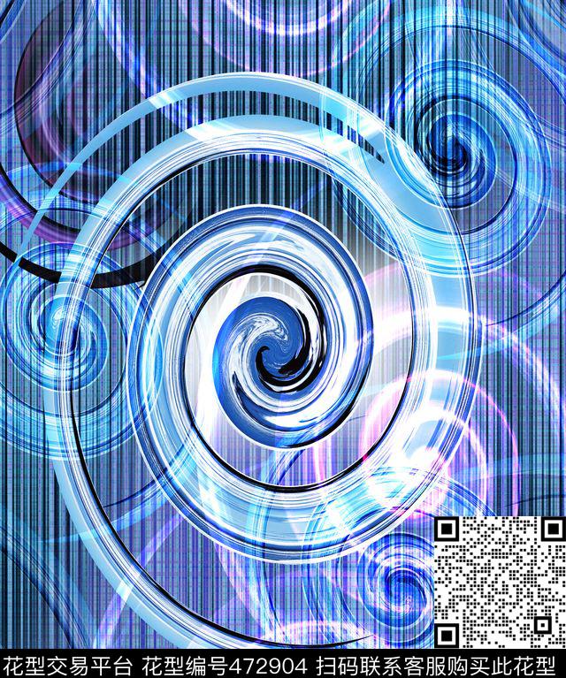 抽象线条漩涡数码印花华亿平台下载（图片编号: 472904） - 瓦栏（Walan）