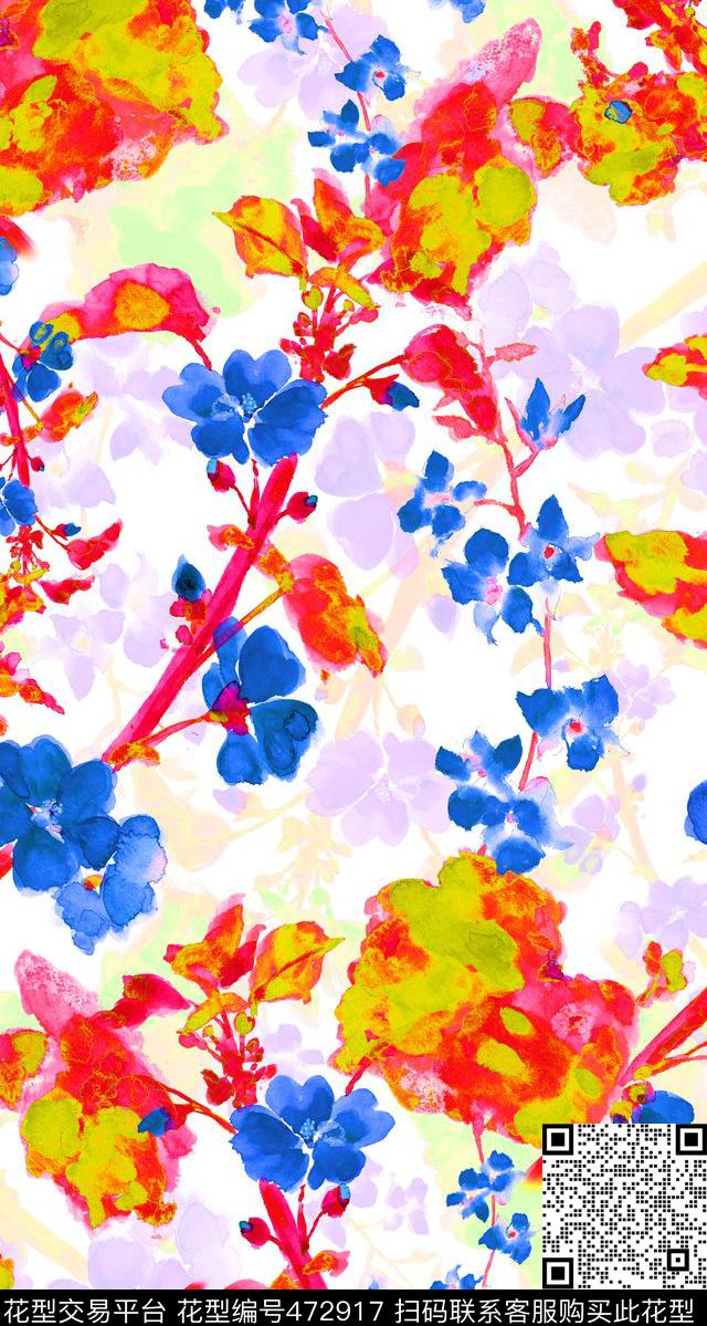 服装花卉花卉组合数码印花华亿平台下载（图片编号: 472917） - 瓦栏（Walan）