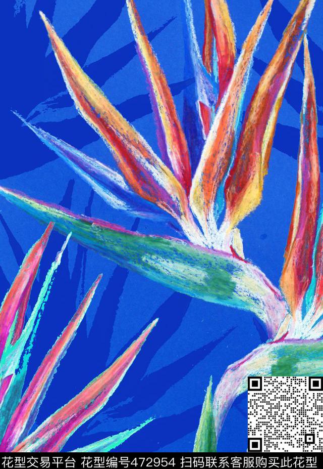 handmadecrayonPlacedflowertropicalflower数码印花华亿平台下载（图片编号: 472954） - 瓦栏（Walan）