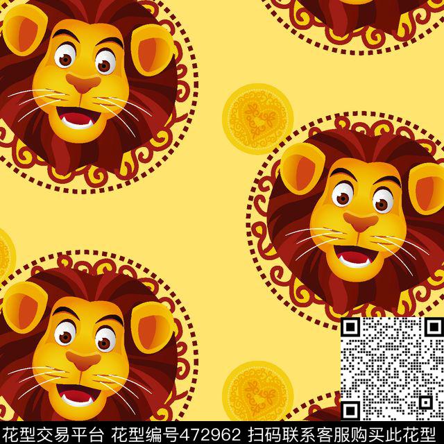 卡通动物狮子传统印花华亿平台下载（图片编号: 472962） - 瓦栏（Walan）