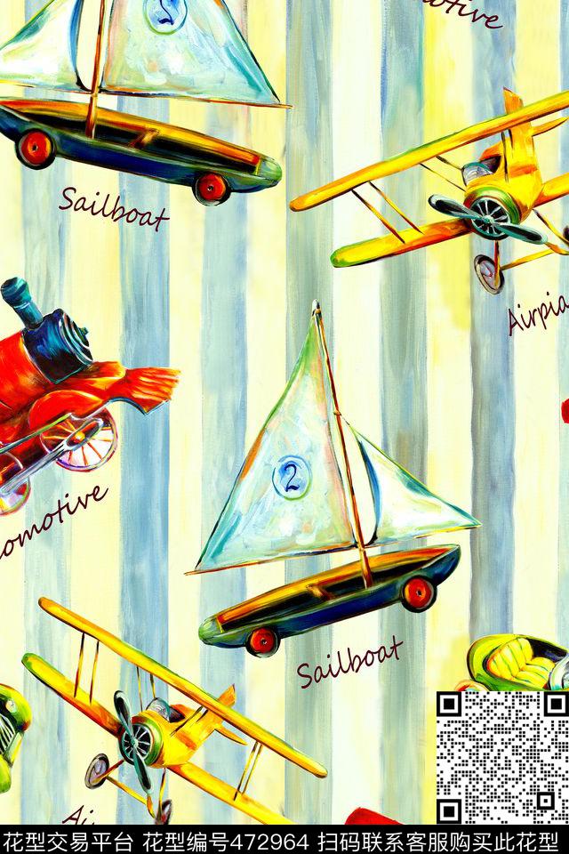 时尚卡通帆船数码印花华亿平台下载（图片编号: 472964） - 瓦栏（Walan）