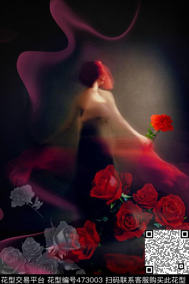 定位幻影玫瑰数码印花华亿平台下载（图片编号: 473003） - 瓦栏（Walan）