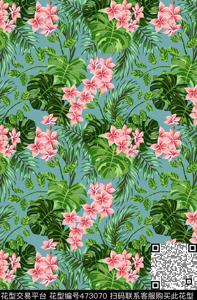 复古花卉树叶数码印花华亿平台下载（图片编号: 473070） - 瓦栏（Walan）