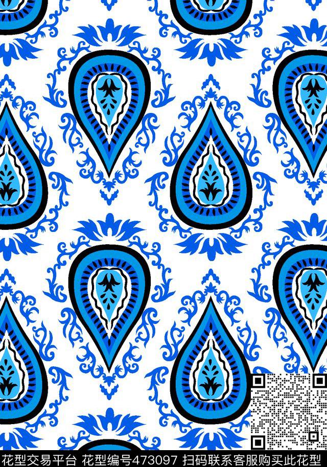 青花瓷民族风格时尚泳装传统印花华亿平台下载（图片编号: 473097） - 瓦栏（Walan）