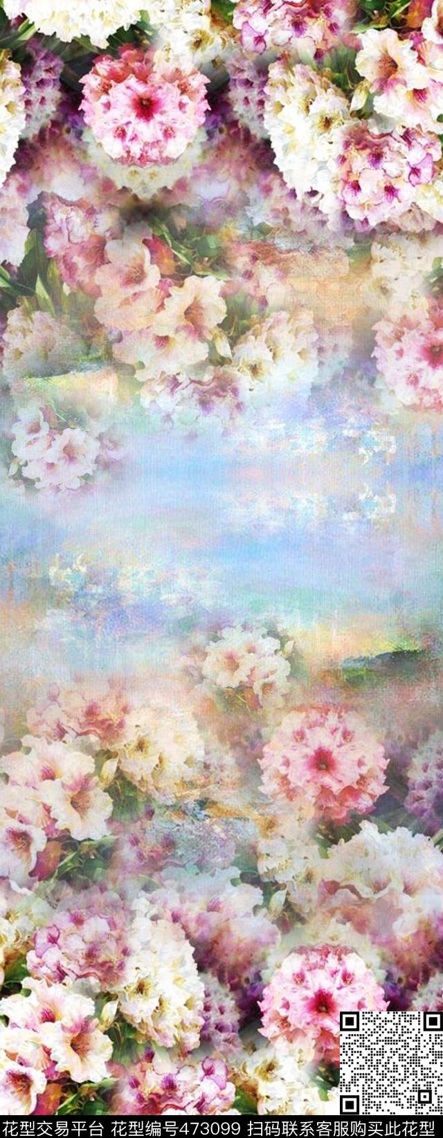 创意时尚长巾花卉风景数码印花华亿平台下载（图片编号: 473099） - 瓦栏（Walan）