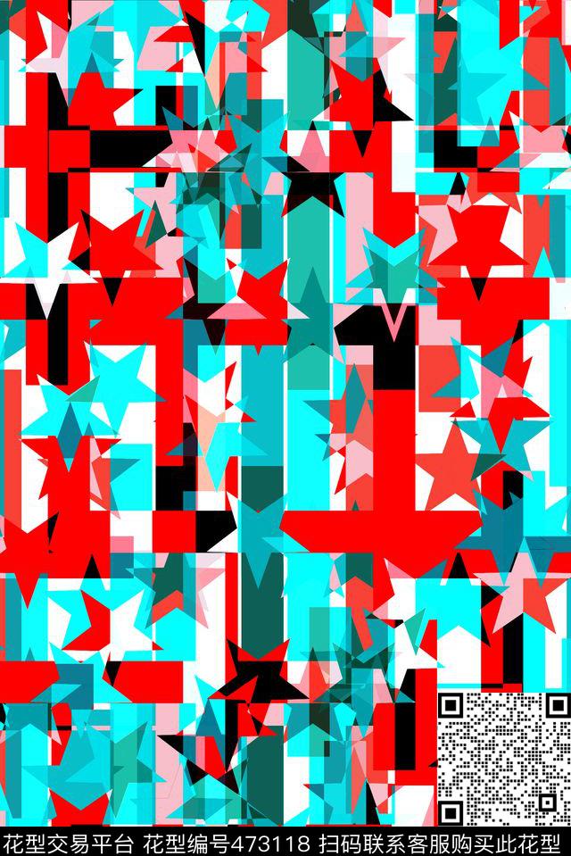 时尚几何五角星传统印花华亿平台下载（图片编号: 473118） - 瓦栏（Walan）
