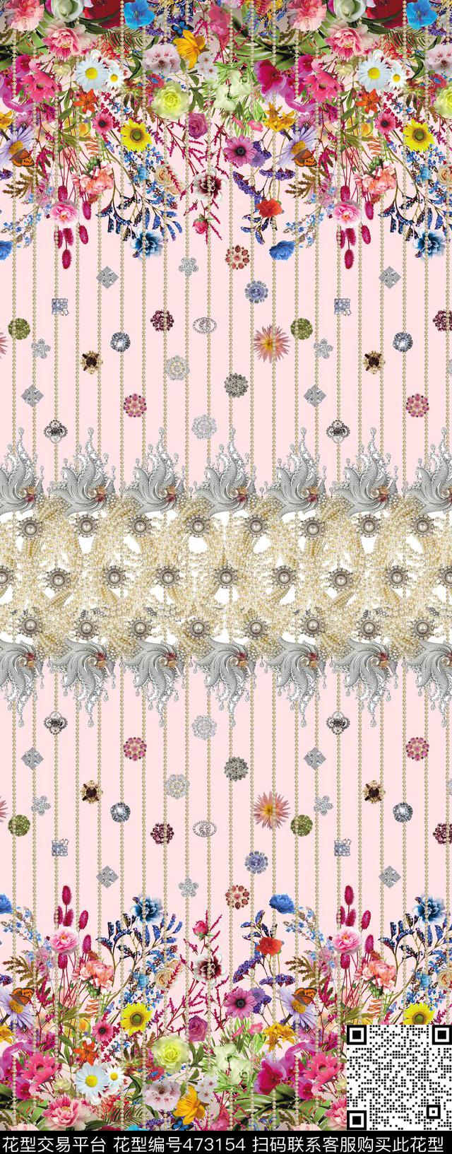 长丝巾复古花卉数码印花华亿平台下载（图片编号: 473154） - 瓦栏（Walan）