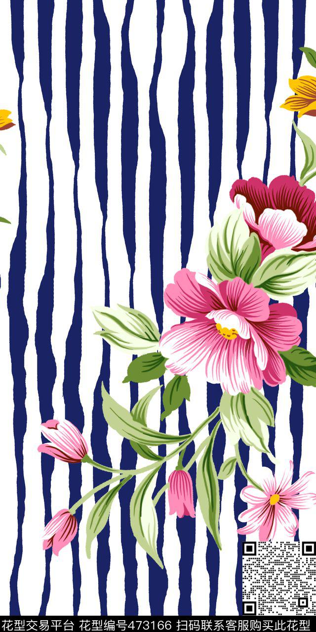 传统印花条纹花卉花卉传统印花华亿平台下载（图片编号: 473166） - 瓦栏（Walan）
